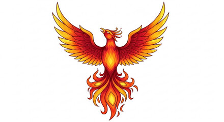 Fototapeta premium Illustration of a majestic phoenix rising with fiery wings, symbolizing rebirth and renewal