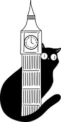 Big Ben with a cat