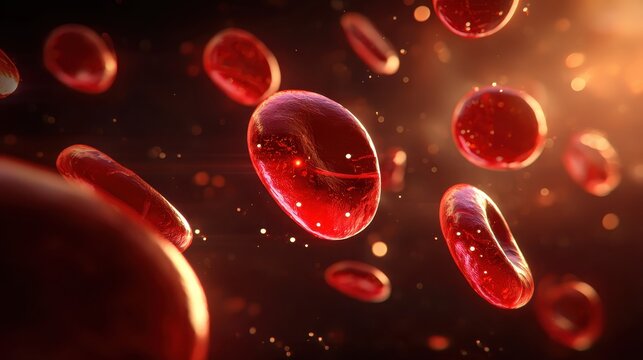 Microscopic View of Human Red Blood Cells in Dynamic Movement - Powered by Adobe