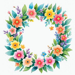 Wreath of flowers tropical floral illustration
