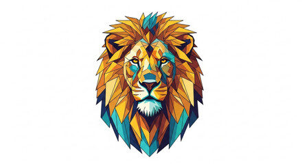 Geometric lion head vector illustration for logo design and abstract animal art prints and digital graphics
