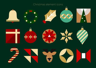 クリスマス要素アイコンセット｜イラスト ベクター