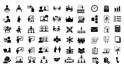 Business and Office Icon Set for Communication, Time, Data, and Management / ビジネス・オフィス向けアイコンセット（コミュニケーション・時間・データ・管理）