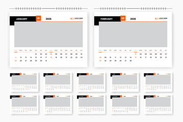Modern professional 2026 desk calendar design, 2026 abstract desk calendar design template