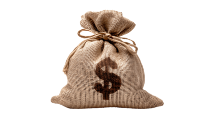 Money bag with dollar sign isolated on transparent background