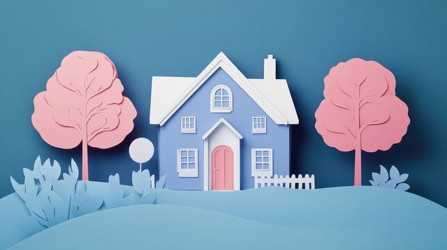 invitati focusing on an open house event in a paper cutout style