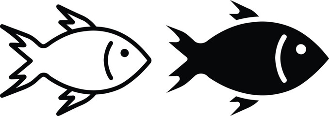 Fish icon, aquatic animal symbol, marine life concept
