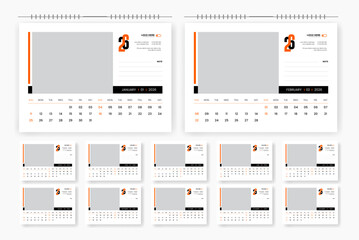 Modern professional 2026 desk calendar design, 2026 abstract desk calendar design template