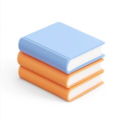 Stack of two books, light blue and orange, isometric view