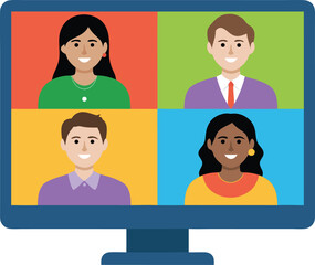 Fototapeta premium Video Conference Call on Computer Screen