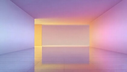 パステルカラーで照らされたミニマルな部屋の背景