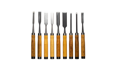 Various sizes of wood carving chisels for professional carvers