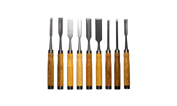 Various sizes of wood carving chisels for professional carvers