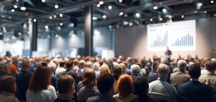 The audience engaged in a dynamic presentation at a professional conference.