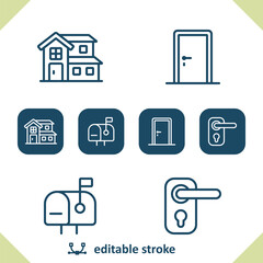 Home Icons. House, Door, Mailbox, Door Handle, Real Estate Icon