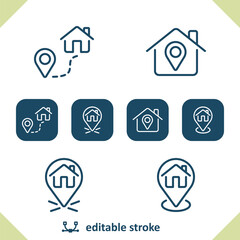 Location Icons. Destination, House, Home, Map, GPS Icon