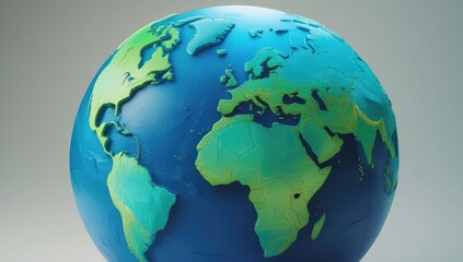 Fototapeta premium Blue green earth globe world map geography continents ocean travel global sphere planet continents