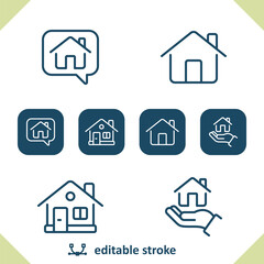 Real Estate Icons. House, Home, Chat Bubble, Speech Bubble, Hand Icon