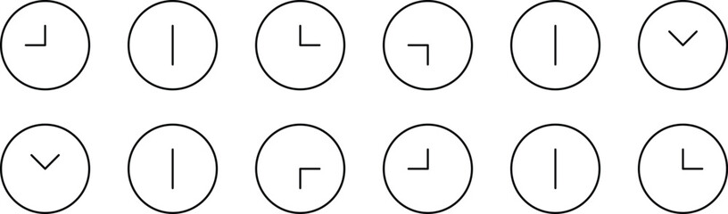 Grid of minimalist circular icons featuring various line and angle shapes on a white background.