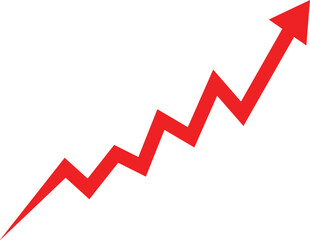 A sharp red zigzag arrow pointing upwards, indicating growth and progress.