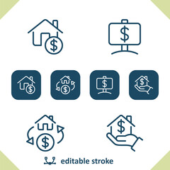 Real Estate Icons. Price, Dollar, House, Home Icon