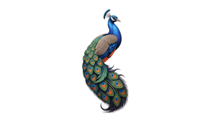 Majestic Peacock with Vibrant Plumage Displayed Elegantly.