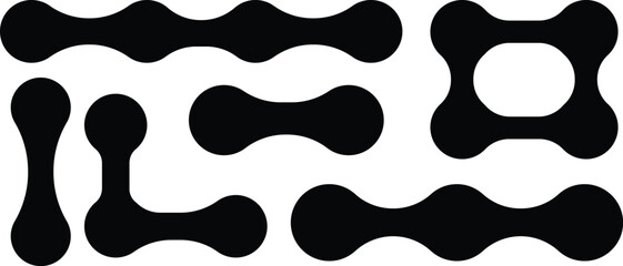 Abstract black shapes interconnected, forming a pattern.