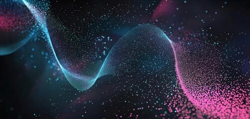 青とピンクの粒子の流れの抽象的な背景