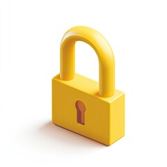 Naklejka premium Bright yellow padlock, 3D isometric view