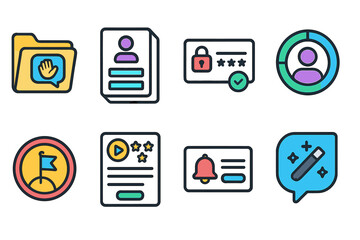 Business and work flat icon set. office, productivity, management icons collection