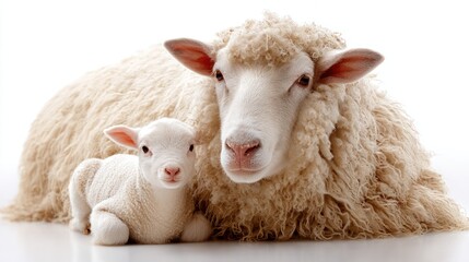 Naklejka premium Sheep and lamb studio shot