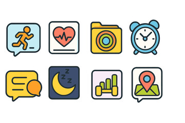 Social media and communication icon set. flat essentials for digital networking.