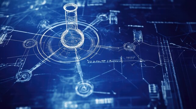 structure blueprint style rotating chemical compound