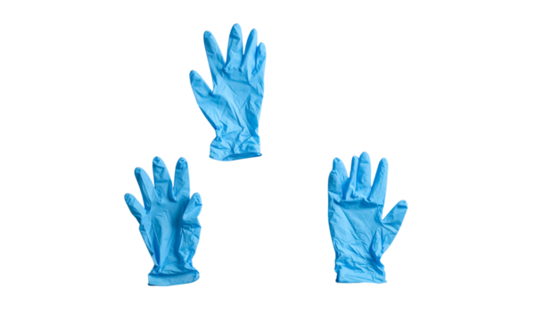 A human hand with blue paint is held up, an icon of hope and charity
