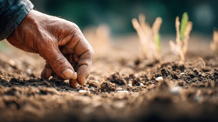 Farmer Planting Seeds in Rich Soil for Sustainable Agriculture Growth