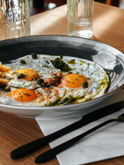 Turkish eggs for breakfast