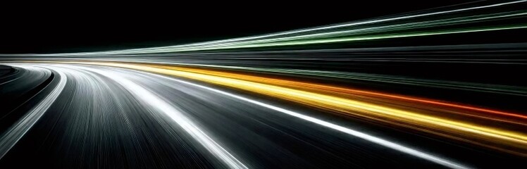 夜の高速道路での光跡の抽象的なクローズアップ