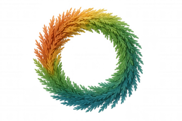 Colorful rice grain wreath forming a circular frame, representing harvest, agriculture, and organic food on transparent background