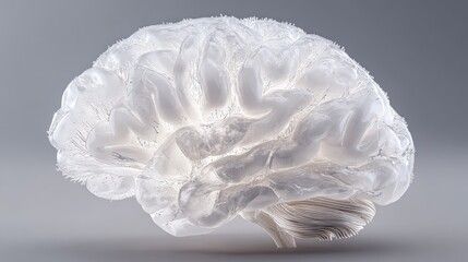 Transparent brain model showcasing intricate neural structures