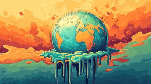 erth schematic style of a melting globe