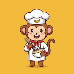 Carton vector funny monkey chef illustration