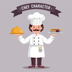 Flat vector illustration design chef character