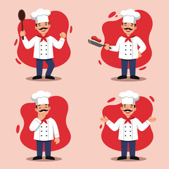 Vector illustration various expressions of chefs