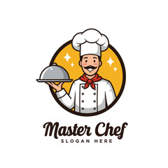 A professional master chef logo, vector illustration