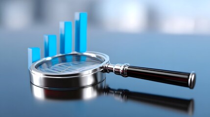 Close-up view of a magnifying glass over a digital chart, representing the careful examination and analysis of business data and financial information.