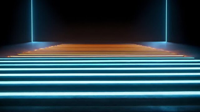 Neon light steps