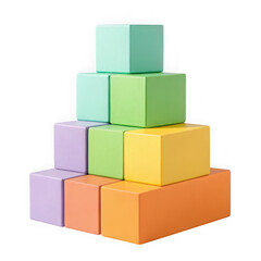 Obraz premium A pyramid of colorful wooden building blocks, isolated on transparent background