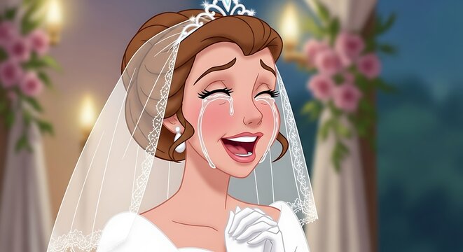 Bride Cries with Wedding Day.