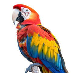 Obraz premium Vibrant Red and Yellow Macaw Isolated on White Background