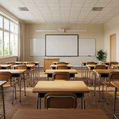 Empty Classroom Ready for Learning and Education
